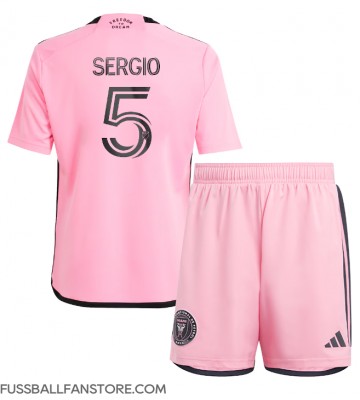 Inter Miami Sergio Busquets #5 Replik Heimtrikot Kinder 2024-25 Kurzarm (+ Kurze Hosen)